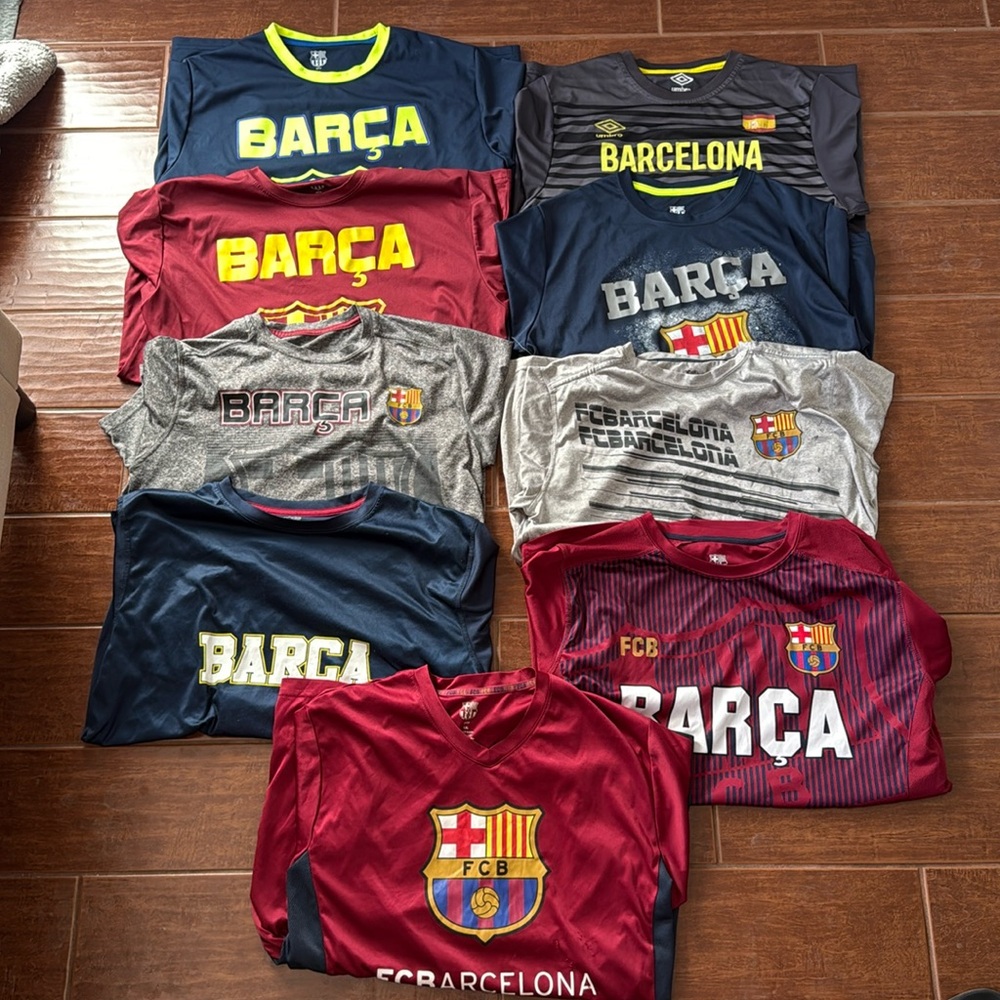 Kids Barcelona FC T-Shirt Set - Red, Blue, Gray